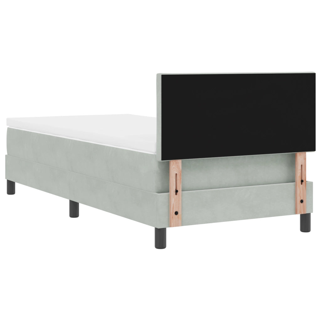 Letto a Rete con Materasso e Luce LED Grigio Chiaro 90x200 cm Velluto