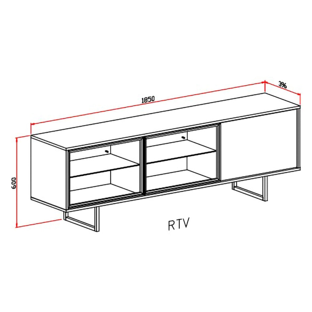 Serrata, Mobile Porta tv 3 Ripiani, 185x40x60h cm Marrone Noce