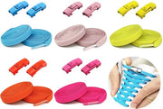 Viti elastiche - Viti per scarpe - Non più lacci - 5 paia - Unisex - Chiusura a giro - Viti sportive - Rondi - Viti per bambini - Corsa - Blu cielo/giallo chiaro/rossoblù/rosa chiaro/arancione - 100CM - 8MM
