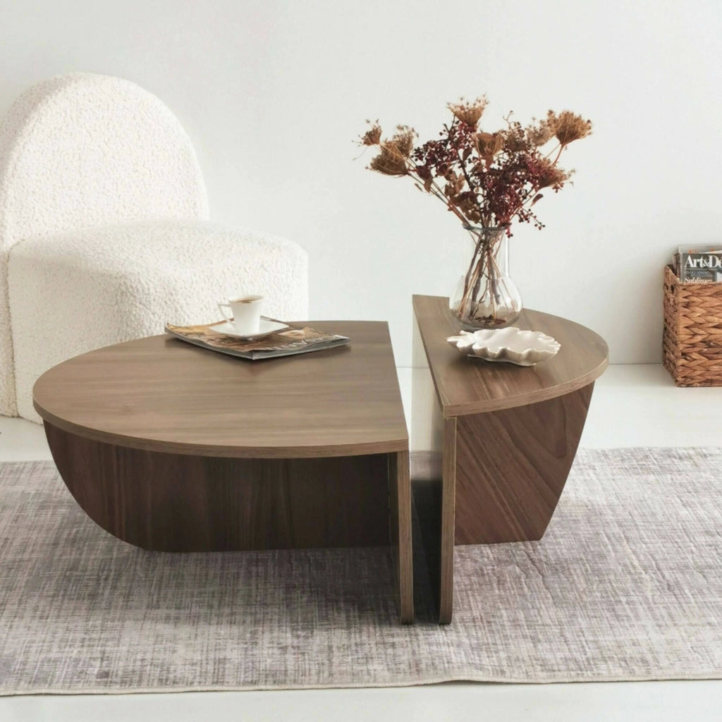 Tavolino da salotto Azim, Tavolo basso da caffè, Portariviste per divano, Ripiano da soggiorno, 90x90h35 cm, Noce Scuro