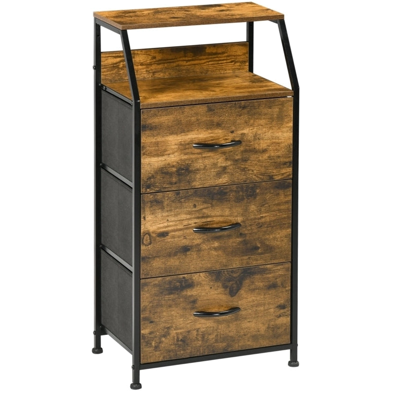Comodino con 3 cassetti e 2 ripiani, stile industriale