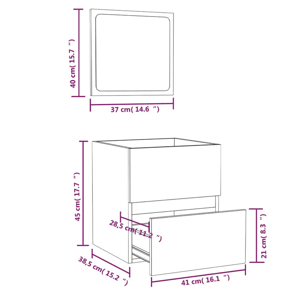 Mobile da Bagno con Specchio Rovere Sonoma in Legno Multistrato 804866