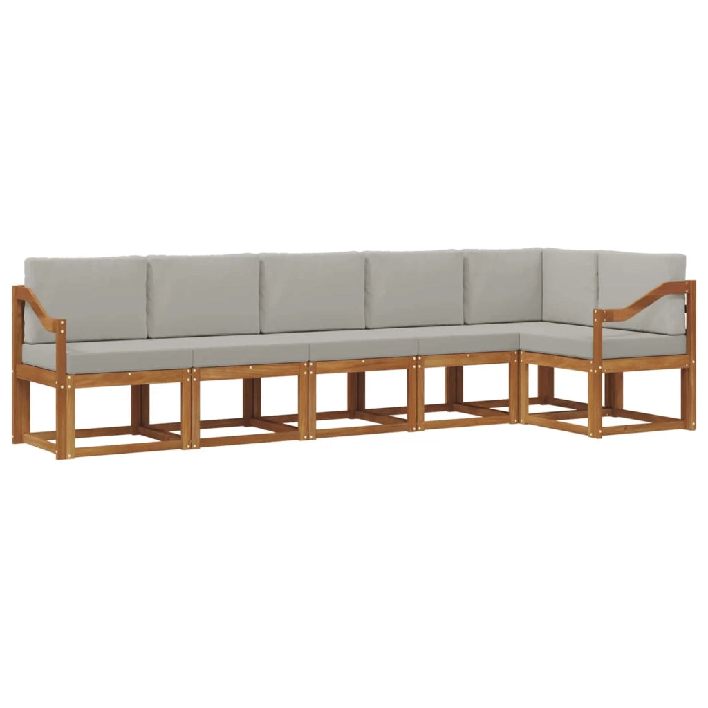 Set di divani da esterno 6 pcs Grigio Naturale e Chiaro