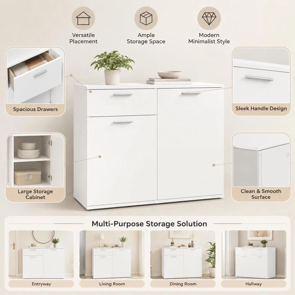 Sideboard White 80x36x75 Cm Wood-based Material