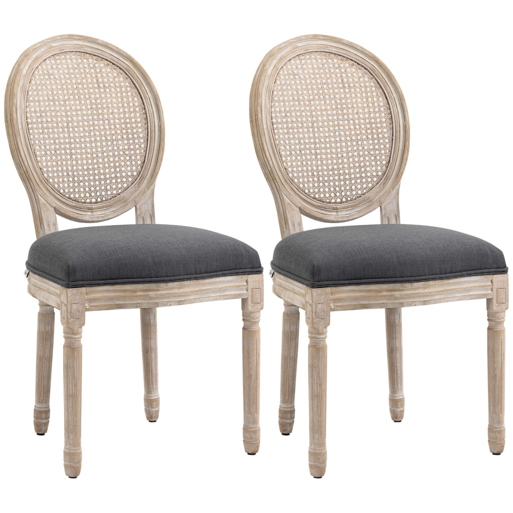 Set 2 Sedie Sala da Pranzo Stile Louis XVI ¨C Xylo ¨C Legno Massello Schienale Medaglione Nero