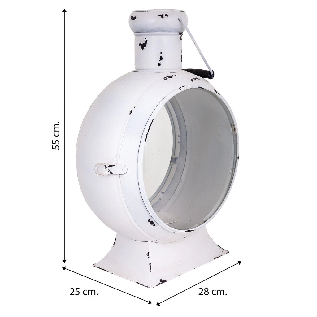 Lanterna in metallo bianco 25x38x55h