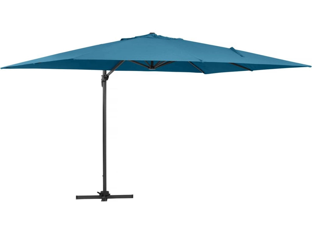 Ombrellone da giardino decentrato Alu "Sun 4" - Rettangolo - 3 x 4 m - Blu - Base inclusa