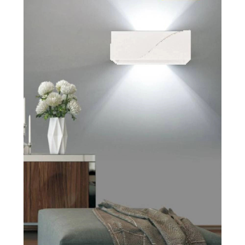 Trade Shop - Applique In Gesso Rettangolare Intaglio Doppia Luce Led Attacco G9 Parete Gs-e78 -