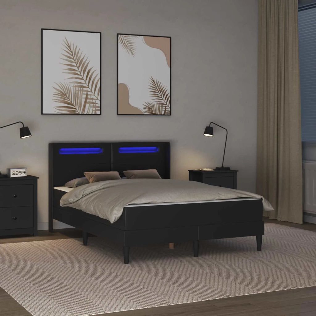 Struttura letto con materasso Nero 120 x 190 cm Similpelle