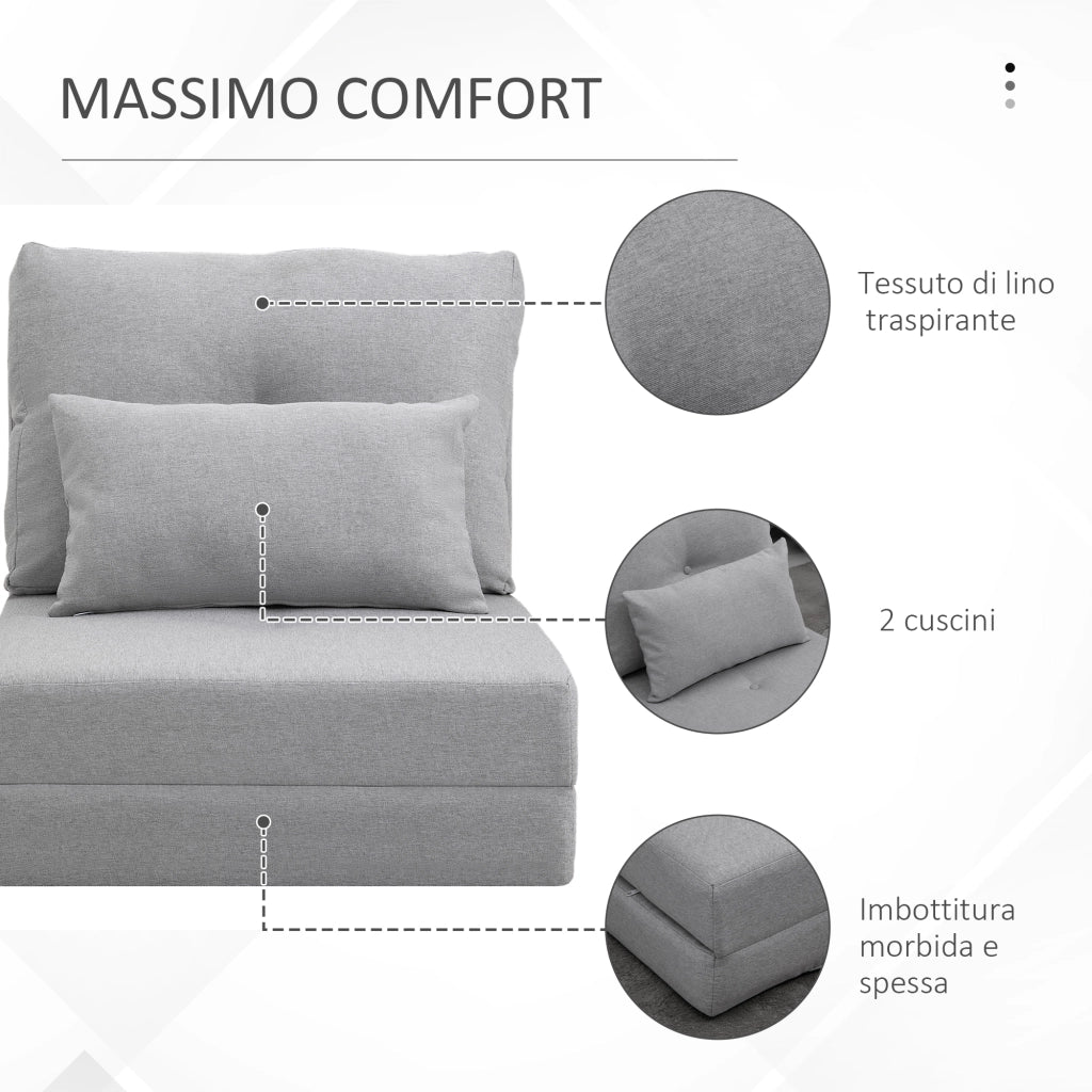 Poltrona Letto Convertibile in Chaise Longue e Divano ¨C zephmum ¨C Grigio Chiaro