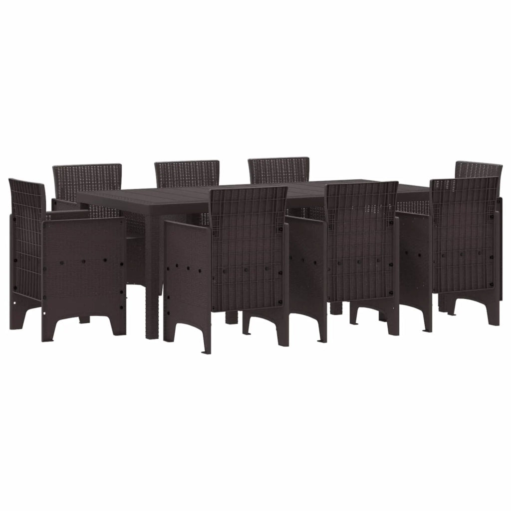 Set da Pranzo per Giardino 9 pcs Marrone Polipropilene 3378577