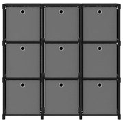 Mobile con 9 Scatole a Cubo Nero 103x30x107,5 cm in Tessuto CFW8953696