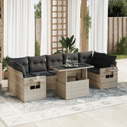 Set Divano da Giardino 8pz con Cuscini Grigio Chiaro Polyrattan 3326443