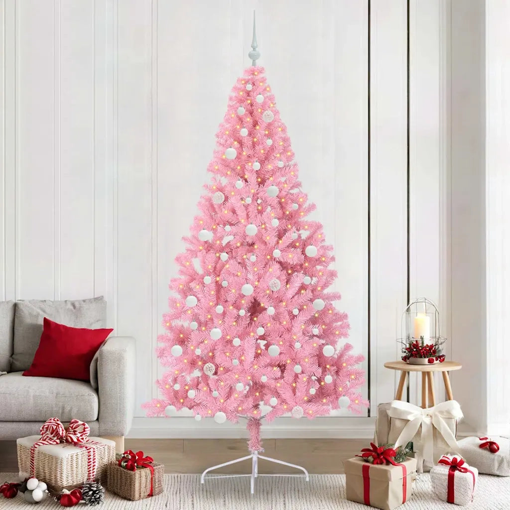 Albero di Natale | Decorazioni natalizie artificiale con luci integrate Rosa 240 cm PVC
