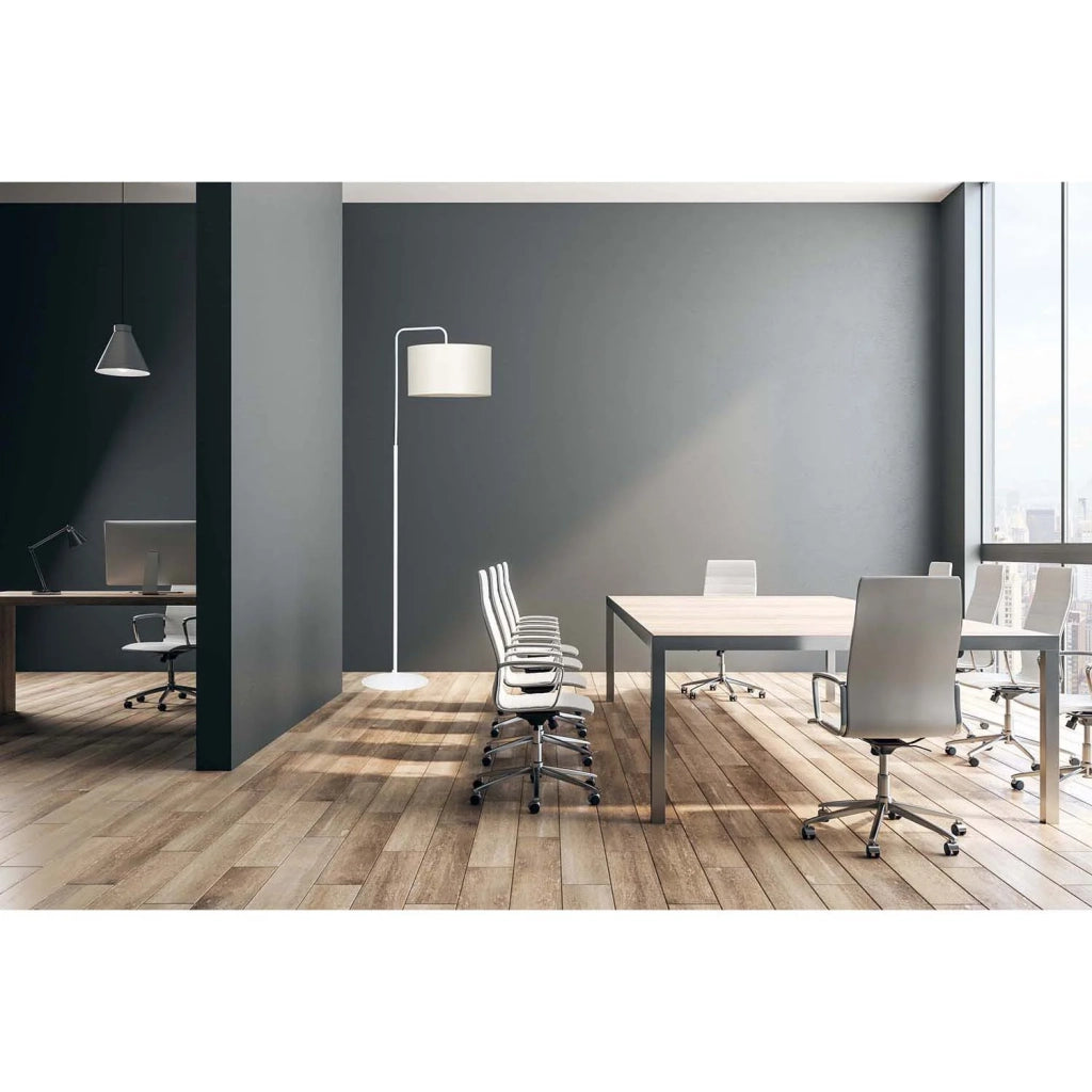 Piantana Contemporaneo Sigfrido Acciaio Bianco Ecru 1 Luce E27 Ip20