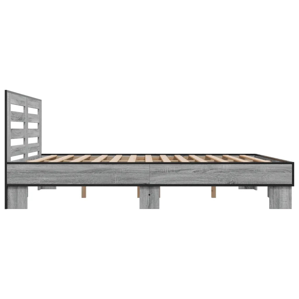vidaXL Giroletto Grigio Sonoma 200x200 cm in Legno Multistrato Metallo