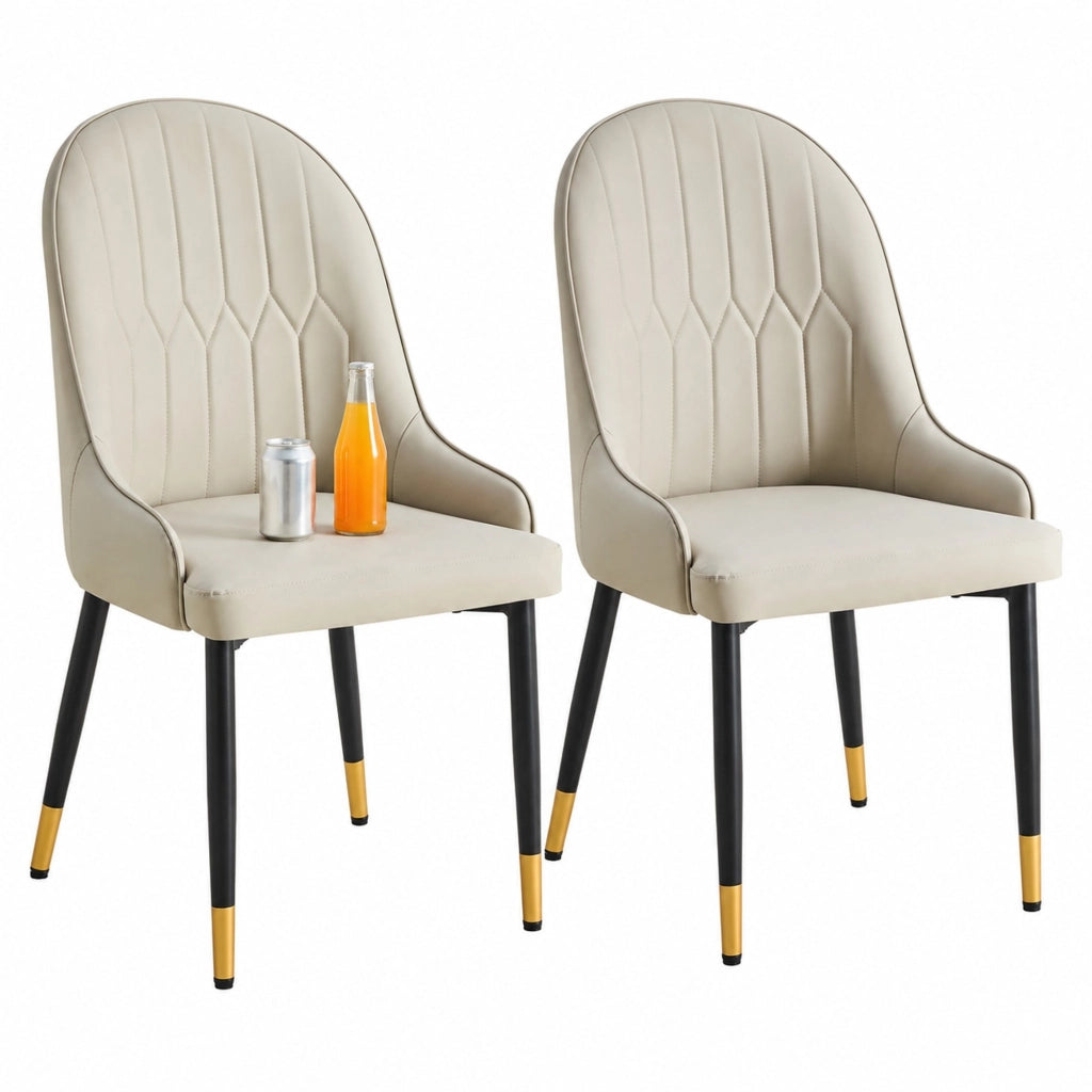 Set 2 Sedie da Pranzo in PU Grigio Caldo con Schienale Fulmine