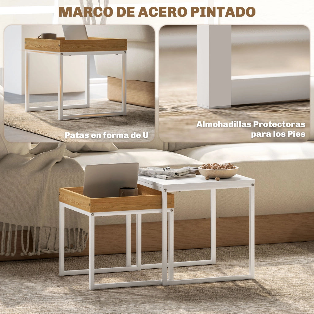 Tavolino nido 2 pezzi ¨C zephmum ¨C bianco e rovere