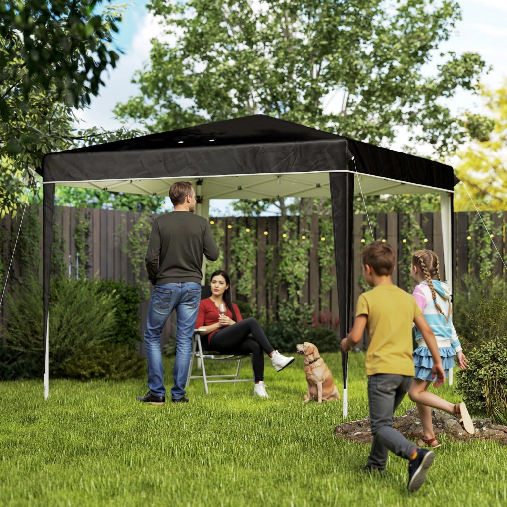 Gazebo da Giardino 300x300x273 cm per 6-9 Persone ad Altezza Regolabile in Metallo e Tessuto Oxford Nero