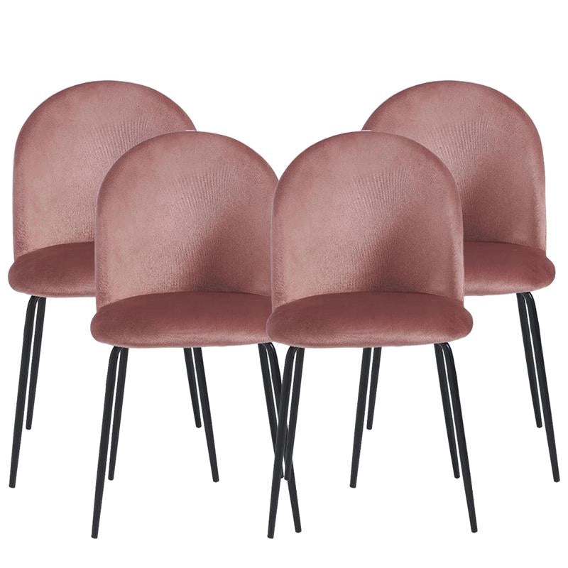SET 4 SEDIE BONNIE CON SEDUTA IN VELLUTO ROSA STRUTTURA IN METALLO NERO DIMENSIONI 45X55X82 CM