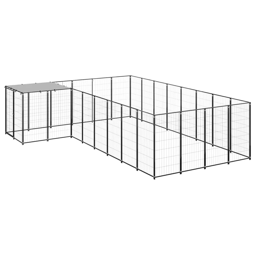 Recinto per animali da esterno per cani 10,89 m² acciaio nero 02_0000487