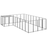 Recinto per animali da esterno per cani 10,89 m² acciaio nero 02_0000487