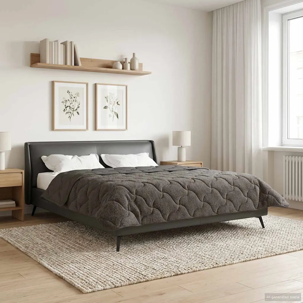 Duvet Estivo Antracite 220 x 240 cm Microfibra e Fleece Teddy