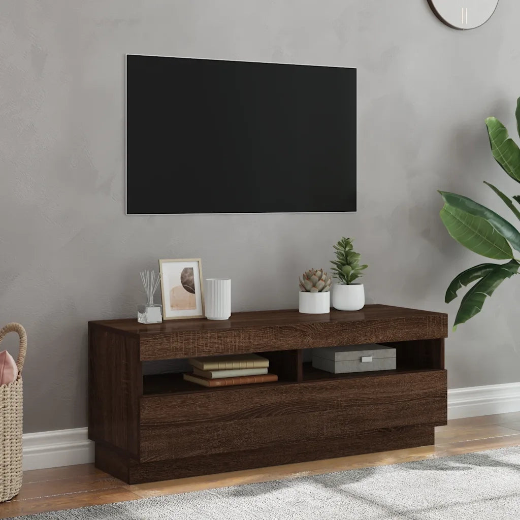 Mobile Porta TV con Luci LED-Mobile per TV-Credenza TV Rovere Marrone 100x35x40 cm