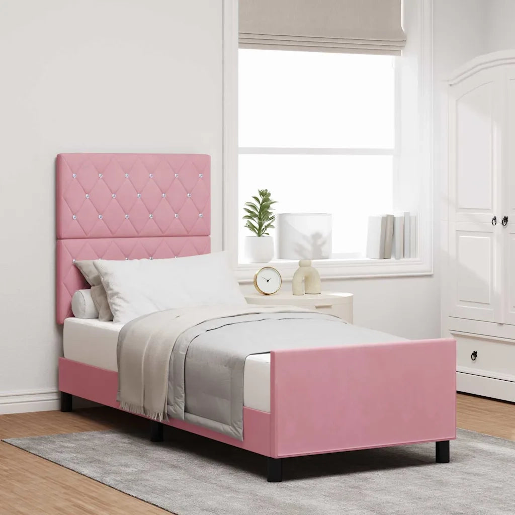 Letto a molle con testiera Rosa 80 x 200 cm Velluto 3344842