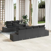Set Divano da Giardino con cuscino 8 pcs Nero
