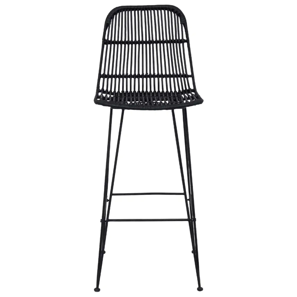 Sgabello da bar 2 pcs Nero 44 x 55 x 109 cm Rattan e acciaio