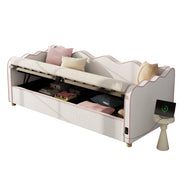 Letto per bambini 90 × 200 cm contenitore con sollevamento idraulico, USB et Type-C, senza materasso, beige