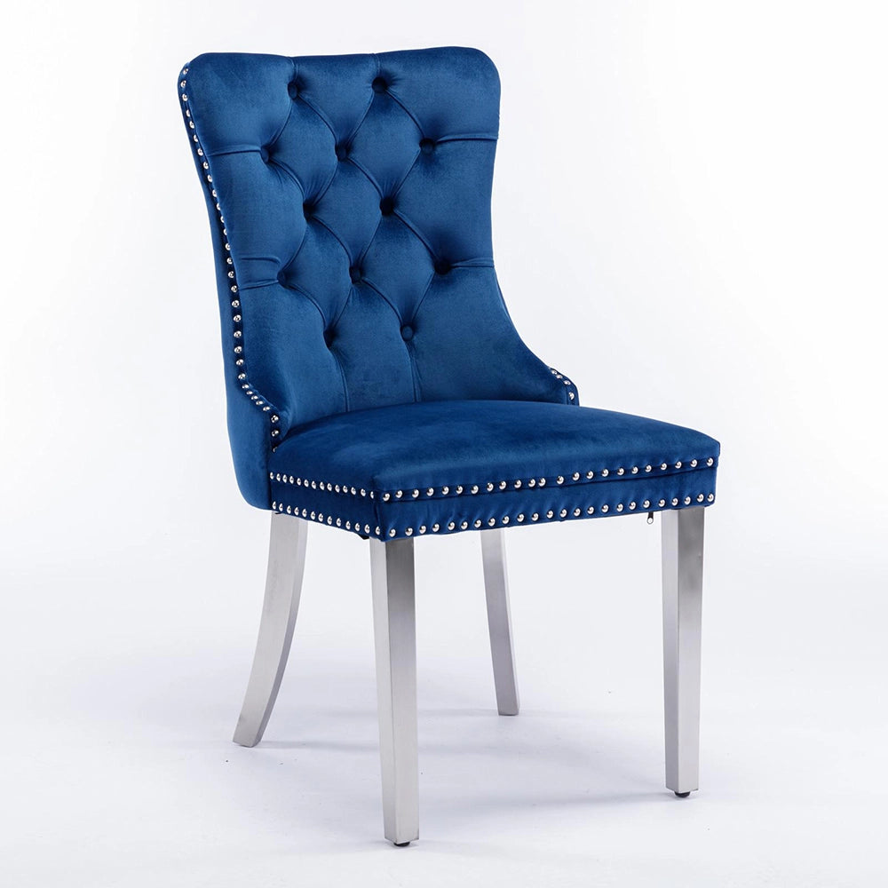 Set 2 sedie Nikki - Xylo - velluto blu gambe cromate