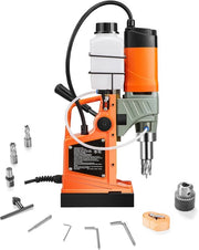 Elettrodrill a magnete, diametro di 4,06 cm, motore 1450 W, 1274,56 kgf, portatile. Incluso 2 punteruoli, velocità variabile.