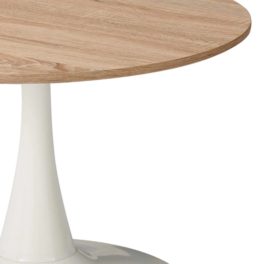 LÚZETE - TAVOLINO SAN ANTONI Ø70 CM GAMBA BIANCA PIANO BIANCO PIANO NATURALE