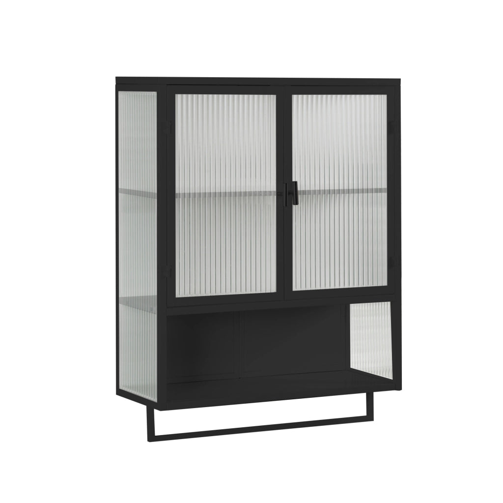 Pensile da parete 60 cm in vetro e metallo nero