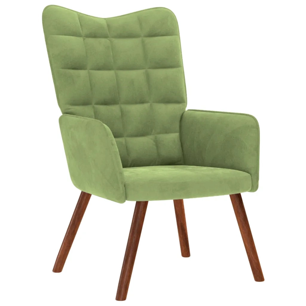 Poltrona Relax con Poggiapiedi Verde Chiaro in Velluto 4016824