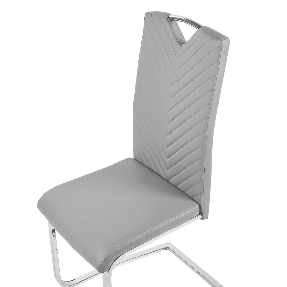 Set di 2 sedie da pranzo grigio chiaro con sedile imbottito in ecopelle con schienale alto a sbalzo per sale conferenze moderne