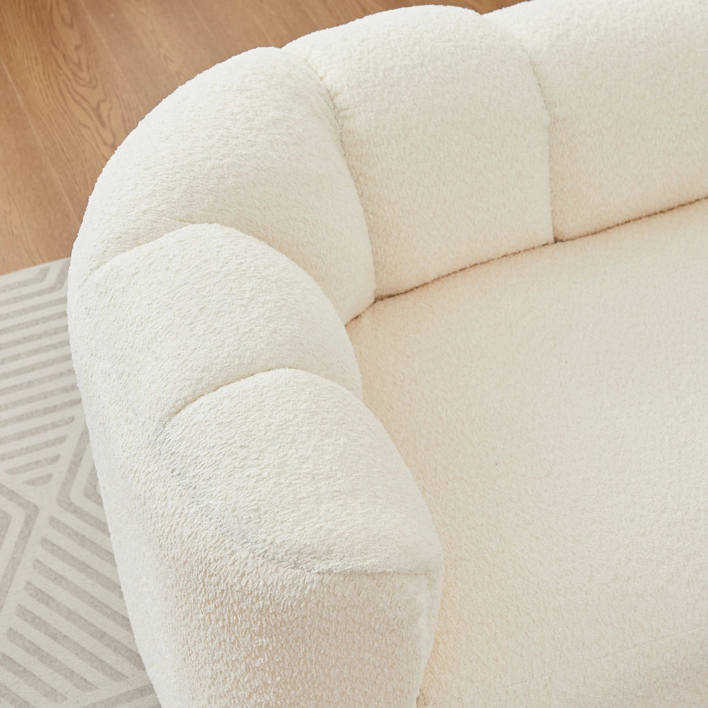 Méridienne in chenille con schienale ondulato e seduta imbottita per salotto camera da letto e angolo lettura beige