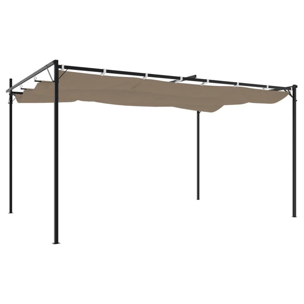 Pergola con Tetto Retrattile Tortora 395x292x230 cm 360118