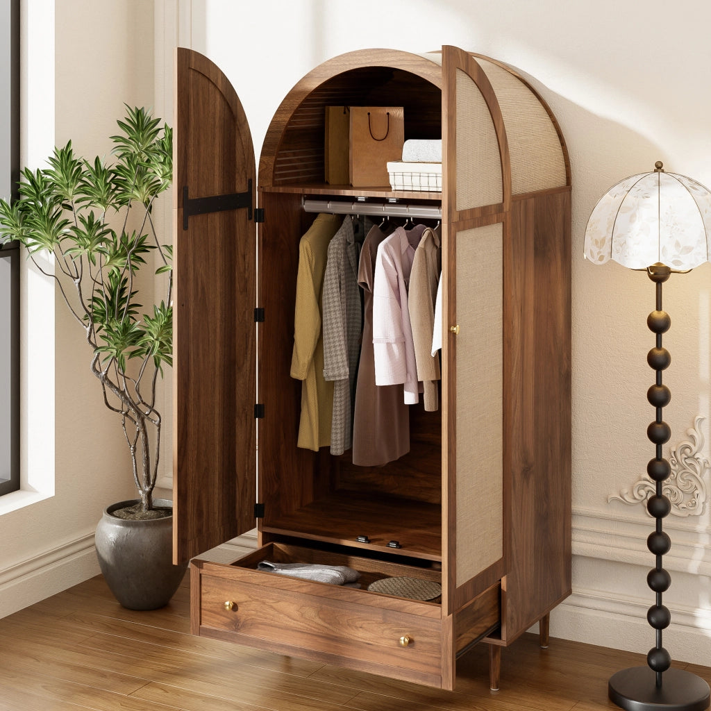 Armadio con 2 ante e cassetto; con asta appendiabiti; per camera da letto; in MDF; 79×50×175 cm; legno