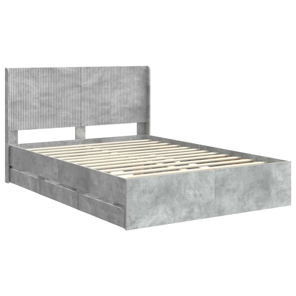 Struttura del letto con stoccaggio e testata Grigio Cemento 3413938