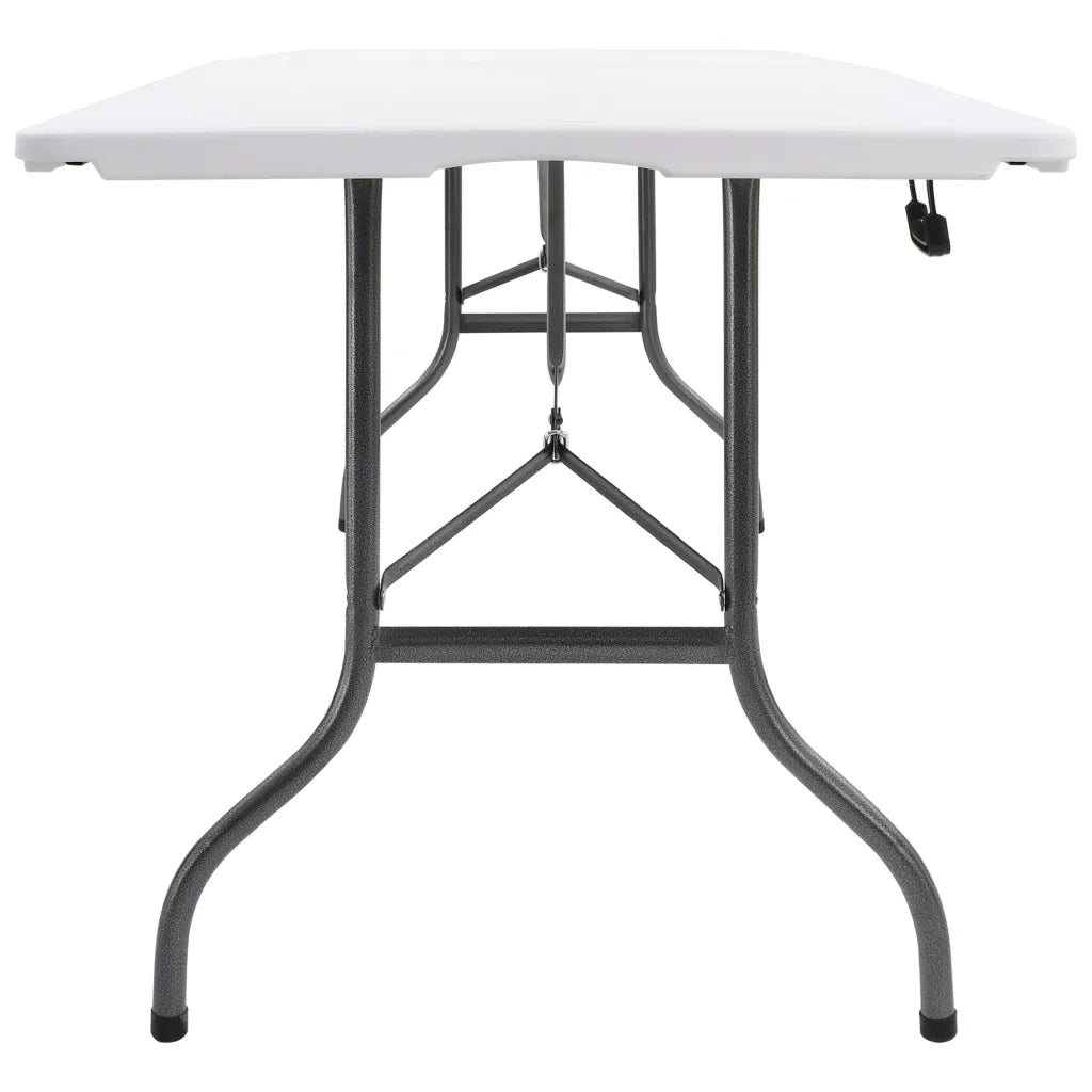 Tavolo Giardino Pieghevole 2 Panche 180cm Acciaio e HDPE Bianco cod mxl 38684