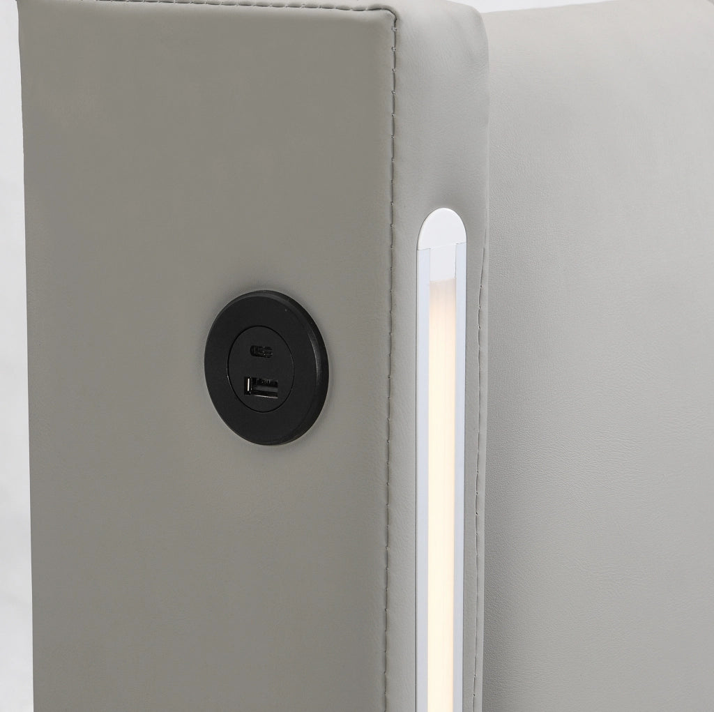 Letto imbottito 180x200 cm con LED, USB ricaricabile e vano contenitore