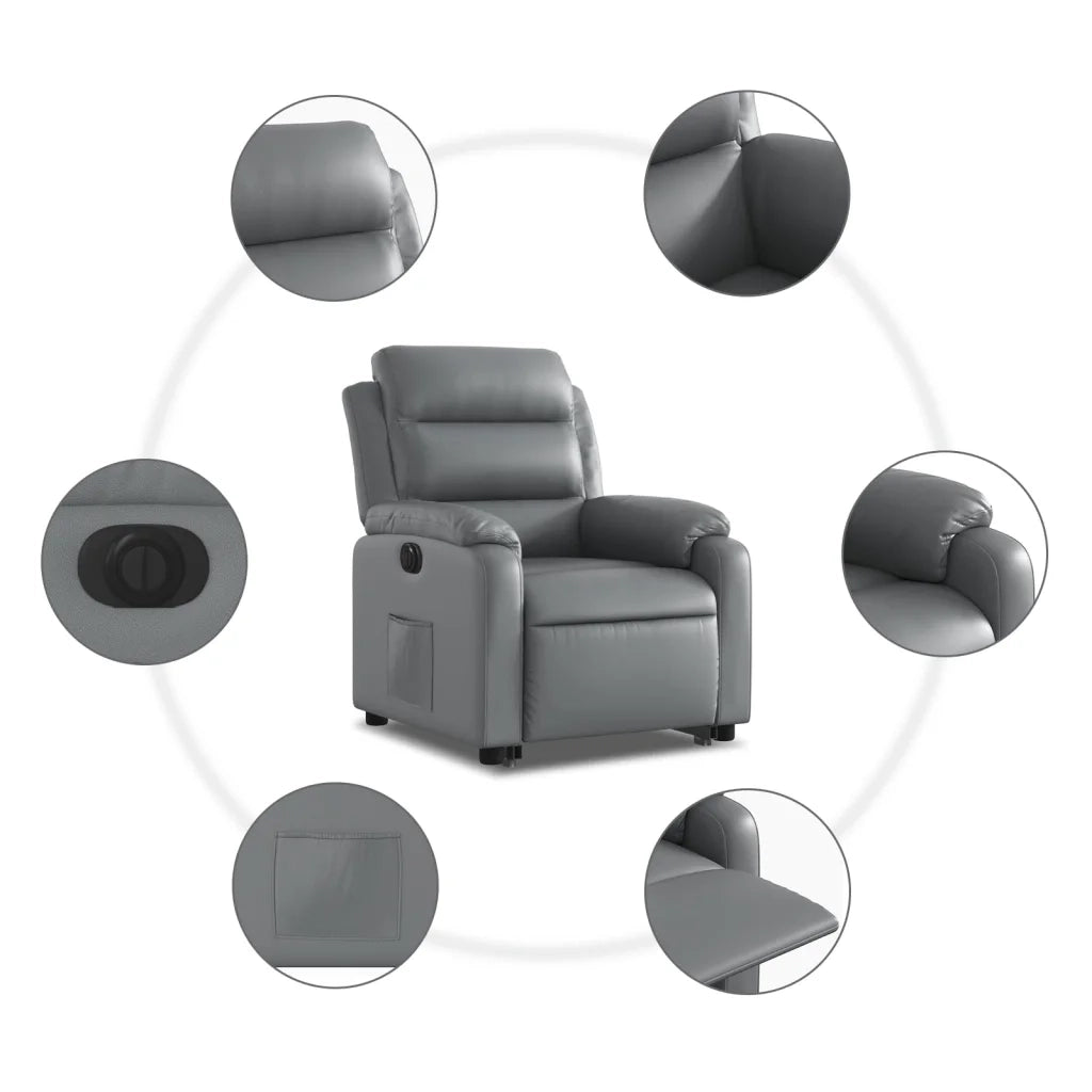 Poltrona Alzapersona Reclinabile Grigio in Similpelle 3205059
