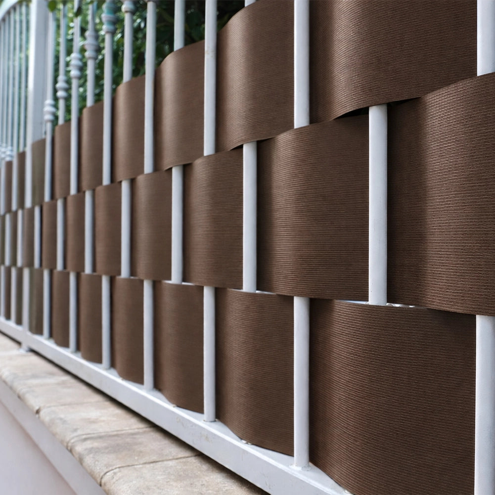 Telo Frangivista in Pvc 19cm x 35mt Oscurante Anti UV per Balcone Giardino Terrazzo Marrone
