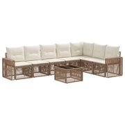 Set Divano da Giardino 8 pcs Beige e Bianco Crema polyrattan