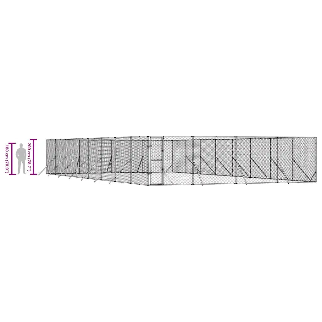 Cuccia per Cani da Esterno Argento 8x16x2 m in Acciaio Zincato 3190466