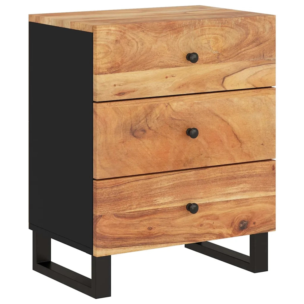 Comodino 50x33x62 cm Legno Massello Acacia e Legno Multistrato cod mxl 30396