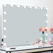 Specchio di trucco con 18 lampadine LED a bassa tensione - 3 modalità di colore - alimentazione USB - dimensioni 80x60 cm